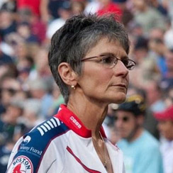 Denise singing the National Anthem at Fenway Park after her voice returned post surgery