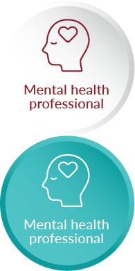 face profile icon with heart over the brain representing mental health professional