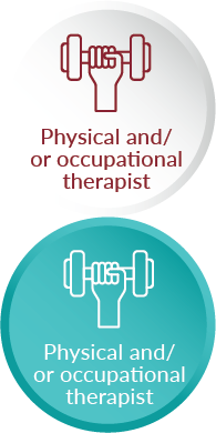 hand lifting weight icon representing physical and/or occupational therapist